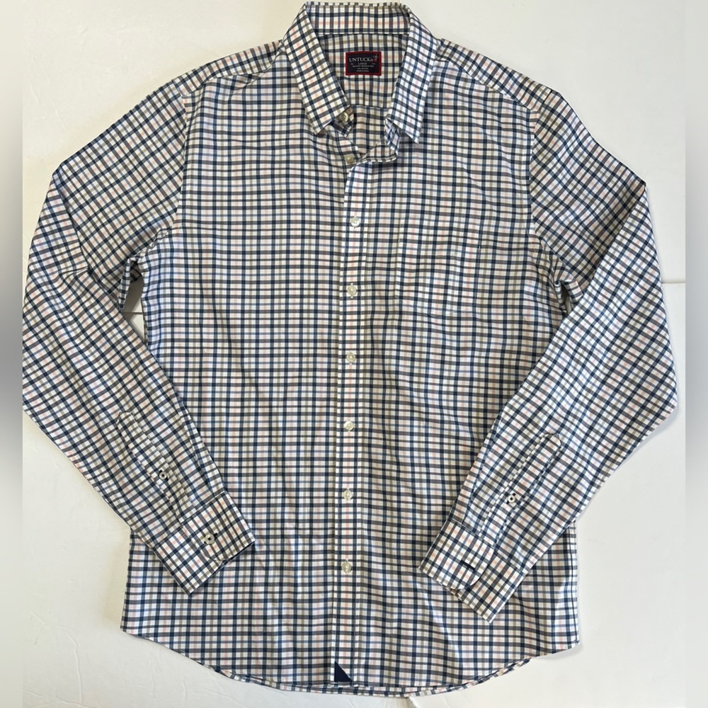 UNTUCKit Men's Wrinkle Free Button Down Shirt Tall Slim 100% Cotton Size Large